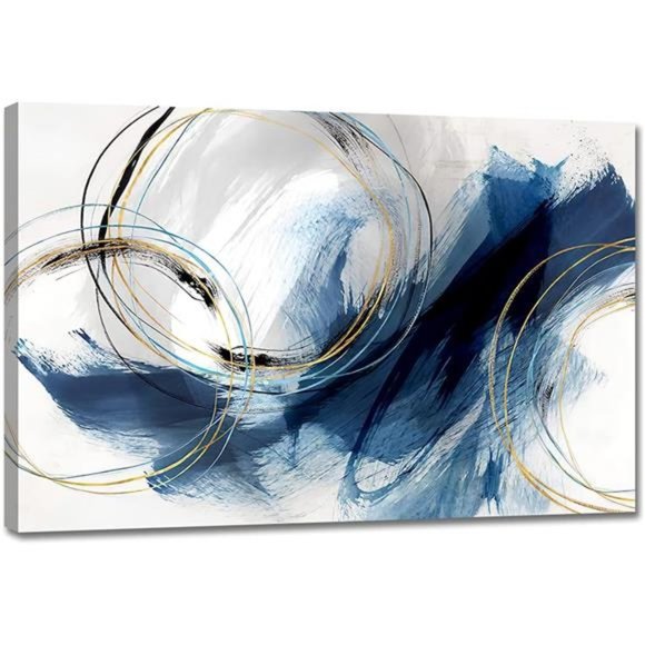 Wall Art Canvas Abstract Art Paintings Blue Fantasy Colorful Graffiti on White - Picture 1 of 6